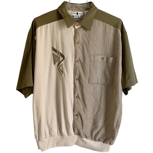 Milo International Short Sleeve Button Up Collar Banded Waist Shirt Men's XL - Picture 1 of 10